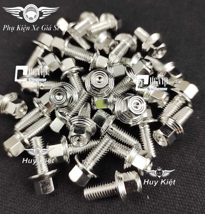 Combo 7 Ốc Salaya THÁI Inox 304 6Li15 Gắn Bảng Tên + Ốp Pô + Chụp Đích Pô Xe Vario 2018 - 2021 MS5470