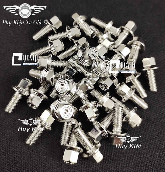 Combo 7 Ốc Salaya THÁI Inox 304 6Li15 Gắn Bảng Tên + Ốp Pô + Chụp Đích Pô Xe Vario 2018 - 2021 MS5470