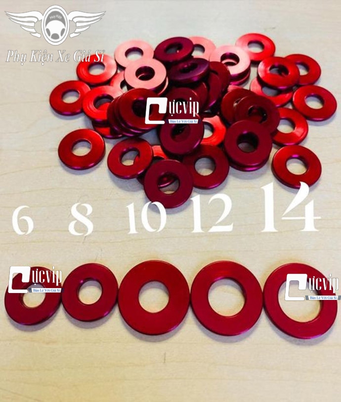 Lông Đền Nhôm CNC Màu Đỏ 6Li, 8Li, 10Li, 12Li, 14Li Gắn Nhiều Vi Trí (Giá 1 Con) MS5535
