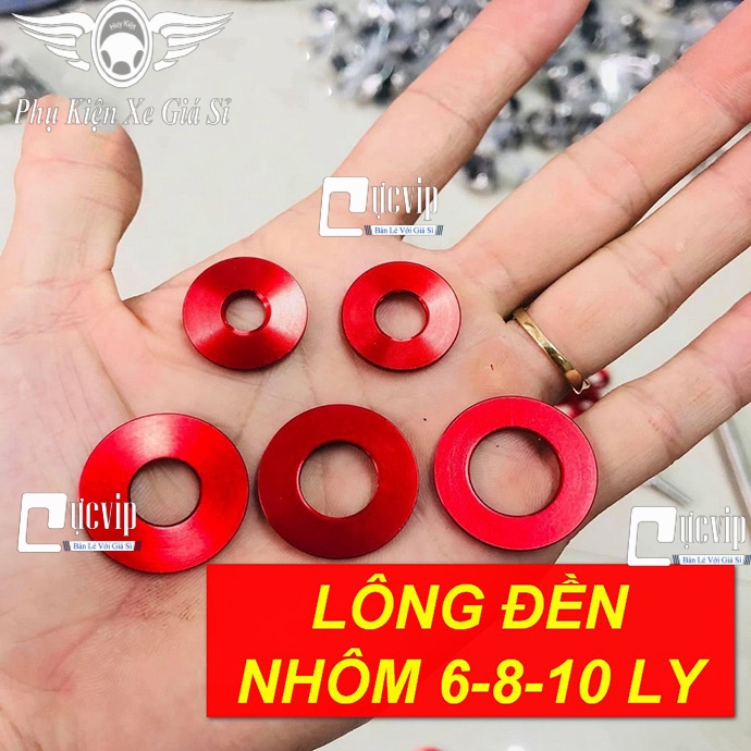 Lông Đền Nhôm CNC Màu Đỏ 6Li, 8Li, 10Li, 12Li, 14Li Gắn Nhiều Vi Trí (Giá 1 Con) MS5535