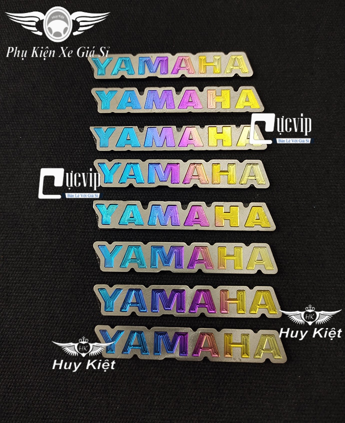 	Tem Logo Chữ Yamaha Titan Điện Phân Sẵn Keo Dán 3m Mặt Sau MS5657