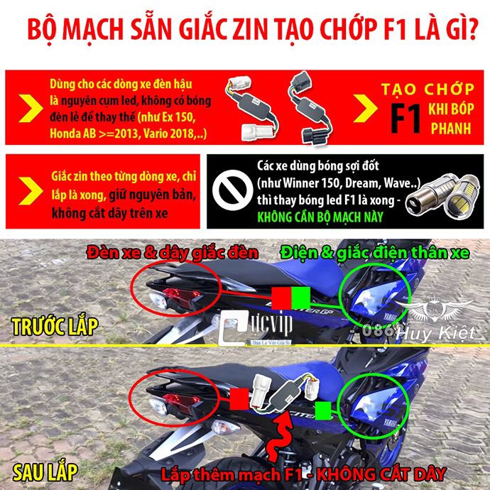 Mạch Chớp Tạo Nháy Đèn Hậu Sau Stop F1 Cho Xe Winner X, Winner X V2 V3 Sẵn Giắc Zin Phiên Bản Pro Chống Nước Cao Cấp MS5717