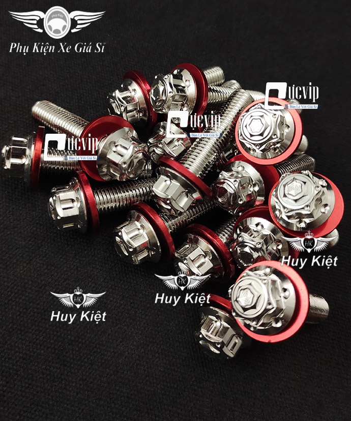Ốc Salaya Inox 304 10Ly6 (M3) (Thái) TẶNG Lông Đền Nhôm Đỏ Gắn PAT Treo Pô Xe Vario, AirBlade, Vision, SH, SH Mode, PCX, Lead, NVX, Click (Giá 1 Ốc) MS6043