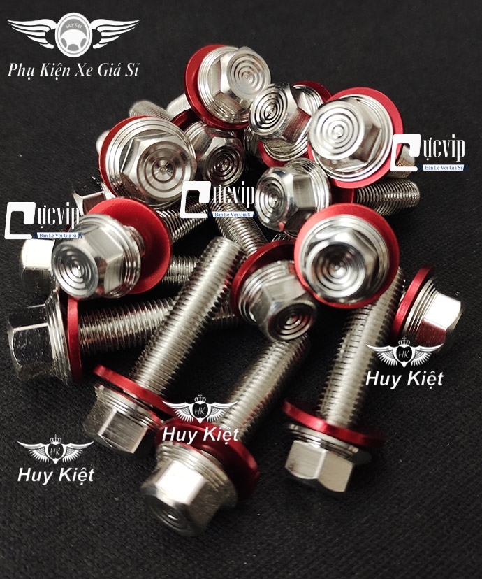Ốc Salaya Inox 304 10Ly6 (M3) (Thái) TẶNG Lông Đền Nhôm Đỏ Gắn PAT Treo Pô Xe Vario, AirBlade, Vision, SH, SH Mode, PCX, Lead, NVX, Click (Giá 1 Ốc) MS6043