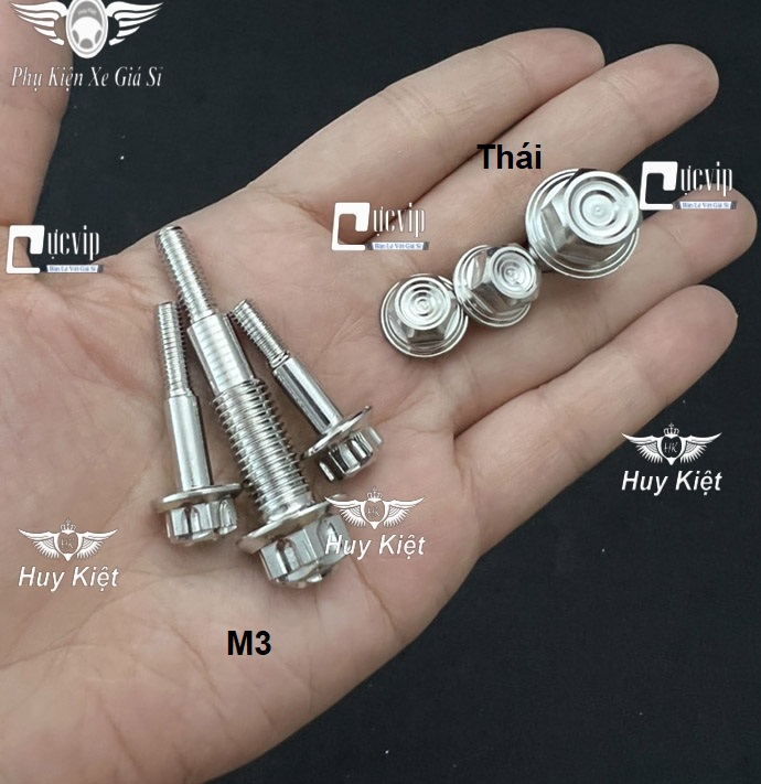 VM Bộ 3 Ốc Tay Thắng Salaya Inox 304 (M3) (Thái) Gắn Vario 2015 - 2021 MS6366