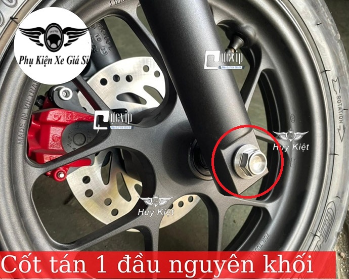	Cốt Bánh 1 Đầu Tán Nguyên Khối Inox 304 CNC Gắn Wave Nhỏ, Dr, AB, Vario, Vision, Fu Led, Ex, Raider, Satria MS6522