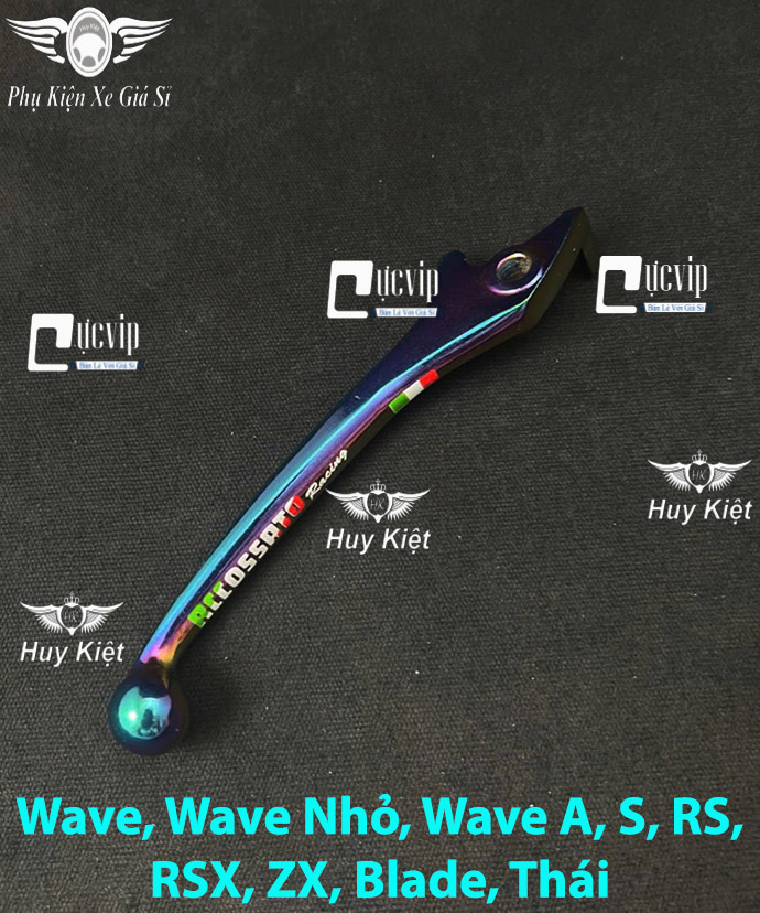(Chữ 7 Màu) Tay Thắng Đùm, Thắng Đĩa Mod Chữ RCCOSSRTO Xi Titan 7 Màu Wave Nhỏ, Wave A 2017, Wave Thái, Blade, A, S, RS, RSX, ZX, Sirius Xăng Cơ, Si 50cc MS6577