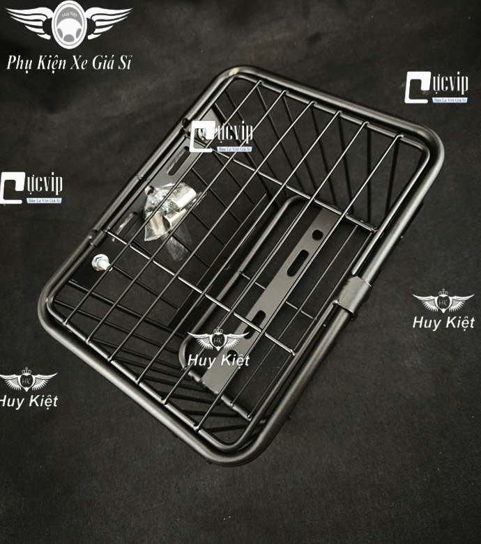 Rổ Inox (Sơn Tĩnh Điện Đen) Đa Năng Có Nắp Đậy Cỡ Trung Chế Được Nhiều Dòng Xe MS6651