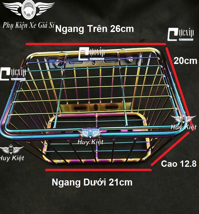 Rổ Inox (XI 7 MÀU) Đa Năng Có Nắp Đậy Cỡ Trung Chế Được Nhiều Dòng Xe MS6652