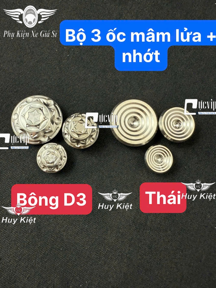 Combo 3 Ốc Mâm Lửa, Nút Đề Và Ốc Nhớt Salaya Inox 304 [Bông D3], [Thái] Cho Wave, Dream, Future, Sonic, Sirius, Exciter, Jupiter, Winner V1, Winner X V2 V3 MS6690