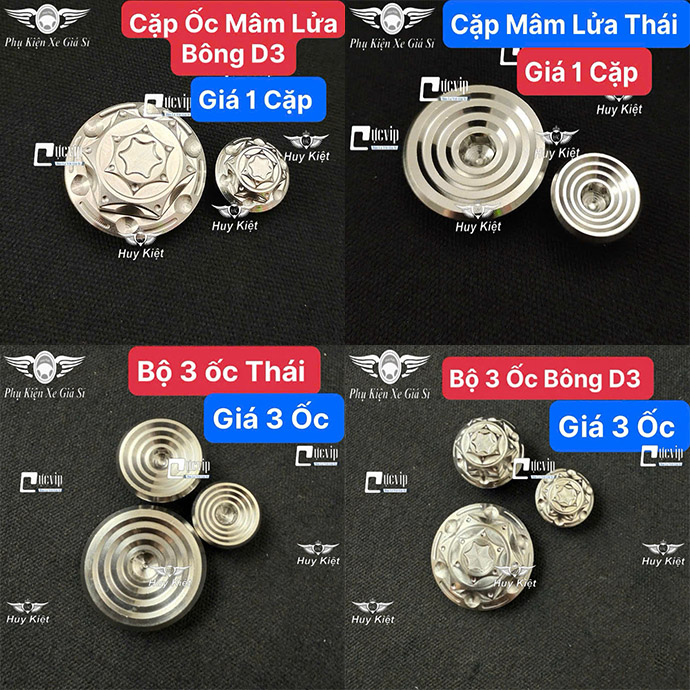 Combo 3 Ốc Mâm Lửa, Nút Đề Và Ốc Nhớt Salaya Inox 304 [Bông D3], [Thái] Cho Wave, Dream, Future, Sonic, Sirius, Exciter, Jupiter, Winner V1, Winner X V2 V3 MS6690