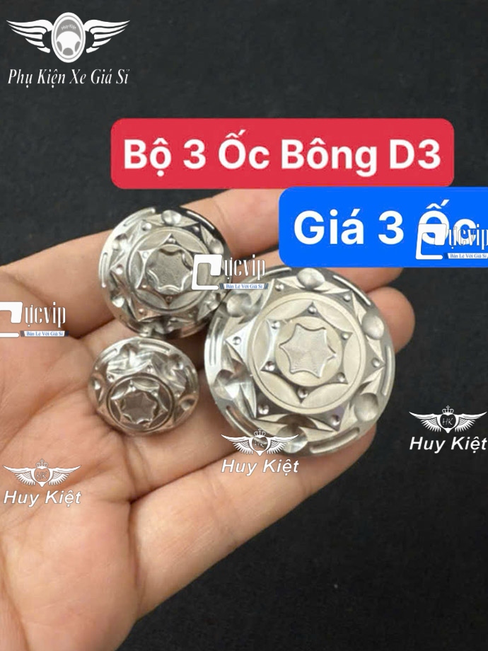 Combo 3 Ốc Mâm Lửa, Nút Đề Và Ốc Nhớt Salaya Inox 304 [Bông D3], [Thái] Cho Wave, Dream, Future, Sonic, Sirius, Exciter, Jupiter, Winner V1, Winner X V2 V3 MS6690
