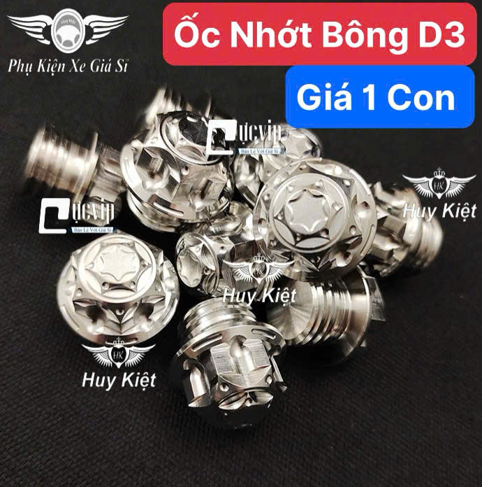 Combo 3 Ốc Mâm Lửa, Nút Đề Và Ốc Nhớt Salaya Inox 304 [Bông D3], [Thái] Cho Wave, Dream, Future, Sonic, Sirius, Exciter, Jupiter, Winner V1, Winner X V2 V3 MS6690
