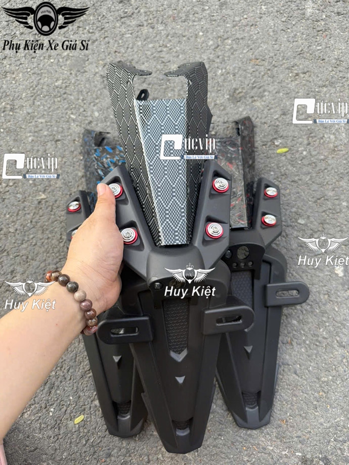 Bộ Dè Sau Exciter 150 + Đuôi Đèn [Inox 304 Sơn CARBON FIBER] + 4 Ốc Phay Thái Kèm Lông Đền Đỏ MS6703