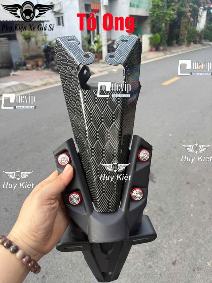 Bộ Dè Sau Exciter 150 + Đuôi Đèn [Inox 304 Sơn CARBON FIBER] + 4 Ốc Phay Thái Kèm Lông Đền Đỏ MS6703