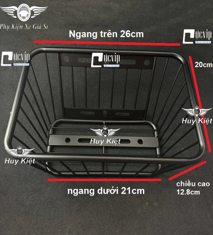 [Không Nắp] Rổ Inox (Sơn Tĩnh Điện Đen) Đa Năng Cỡ Trung Chế Được Nhiều Dòng Xe MS6713