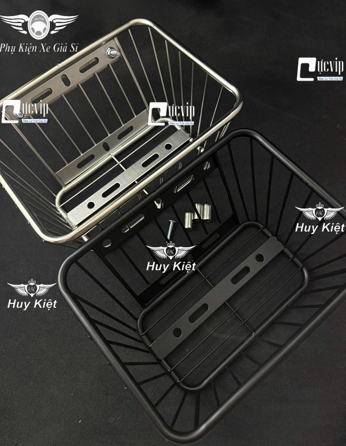 [Không Nắp] Rổ [Inox] (Sơn Tĩnh Điện Đen) Đa Năng Cỡ Trung Chế Được Nhiều Dòng Xe MS6715