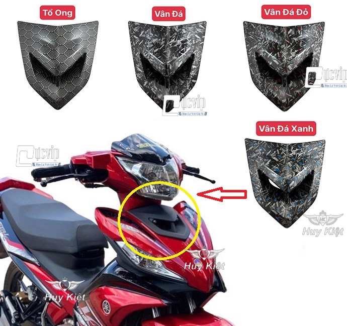 Ốp Mặt Nạ Chỉ Mũi CARBON FIBER Vân Đá, Tổ Ong Gắn Exciter 135 LC V5, V6, V7 (2011 - 2014) MS6740
