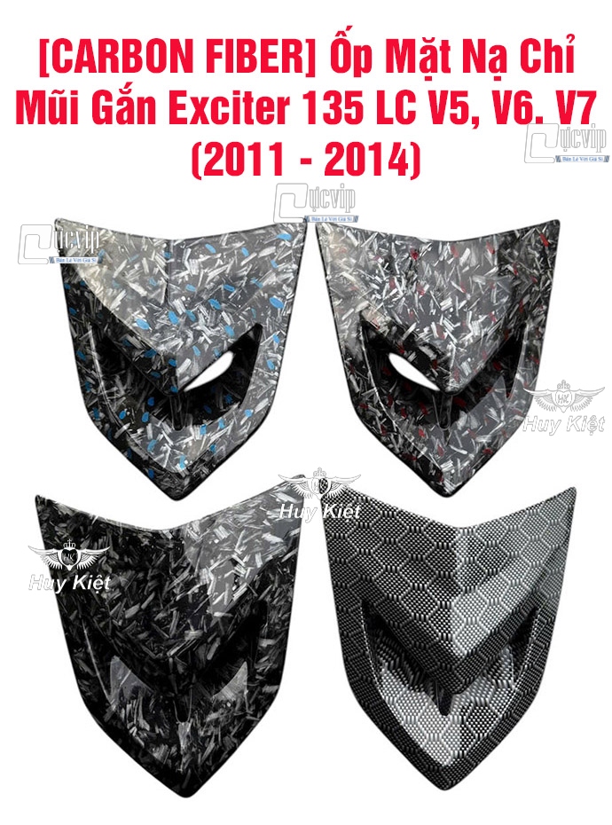 Ốp Mặt Nạ Chỉ Mũi CARBON FIBER Vân Đá, Tổ Ong Gắn Exciter 135 LC V5, V6, V7 (2011 - 2014) MS6740