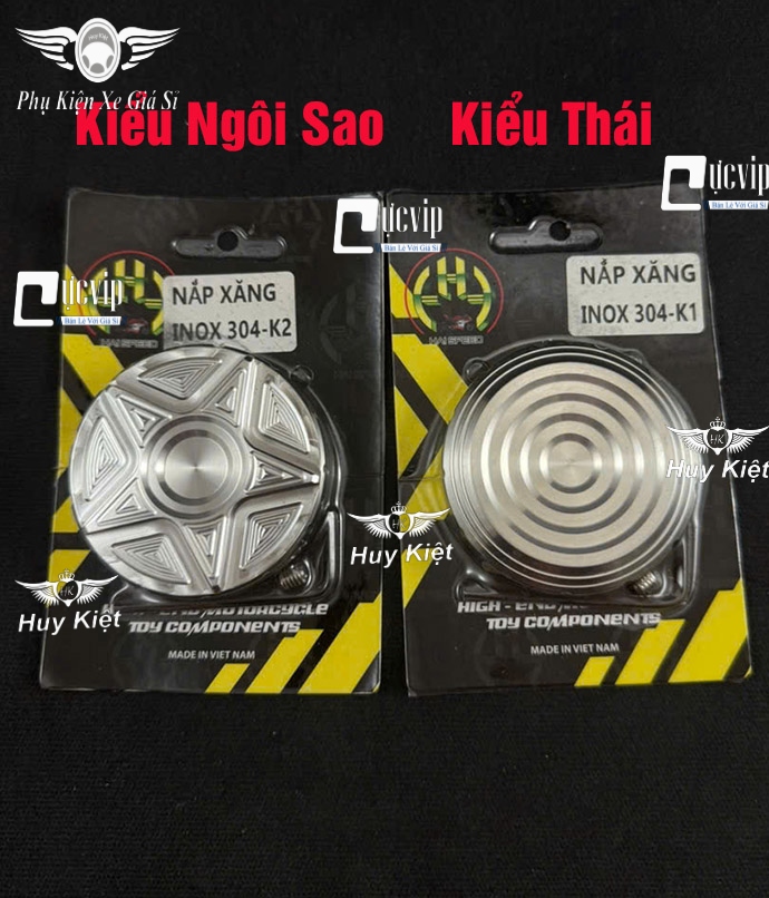 Ốp Nắp Bình Xăng Salaya [Thái][Ngôi Sao](INOX 304 Nguyên Khối) Gắn Xe Honda, Yamaha, Suzuki CÓ NẮP XĂNG PHẲNG MS6742