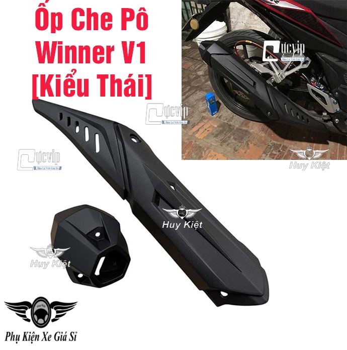[Mẫu Thái] Ốp Che Pô Và Chụp Đích Pô Gắn WINNER V1, WINNER 150 Đen Nhám MS6757
