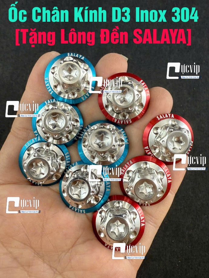 Ốc Chân Kính (Gương) Bông D3 Inox 304 [Tặng Lông Đền Chữ SALAYA] Gắn Wave, Dr, Cub, Fu, AB, Vario, PCX, Vision, SH, SH Mode, Lead, Sonic, Win, Ex, Si, NVX, Yaz (Giá 1 Ốc) MS6785
