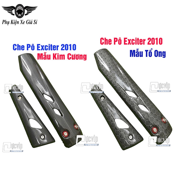 Ốp Che Pô Exciter 2010, Exciter Nhỏ, Exciter 4 Số, Thép Sơn Carbon [Tặng Ốc + Lông Đền Đỏ] MS6792