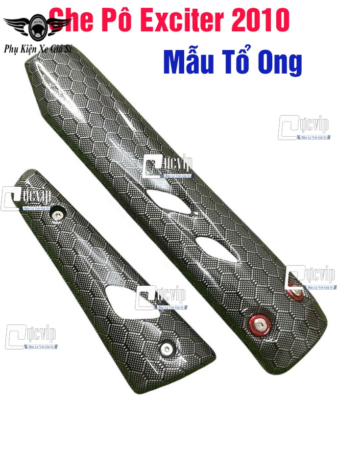 Ốp Che Pô Exciter 2010, Exciter Nhỏ, Exciter 4 Số, Thép Sơn Carbon [Tặng Ốc + Lông Đền Đỏ] MS6792