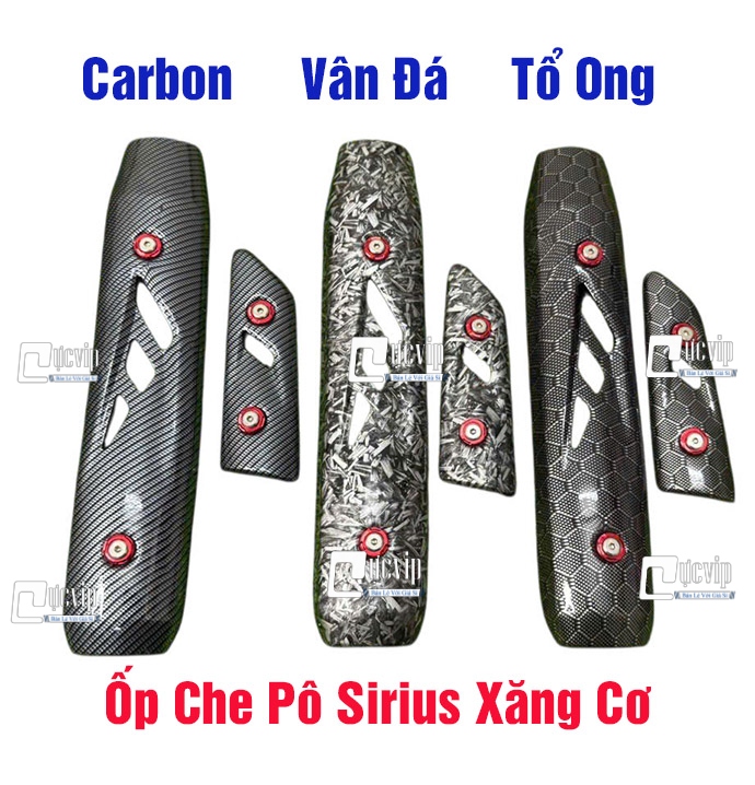 Ốp Che Pô Sirius Xăng Cơ Thép Sơn Carbon [Tặng Ốc + Lông Đền Đỏ] MS6793