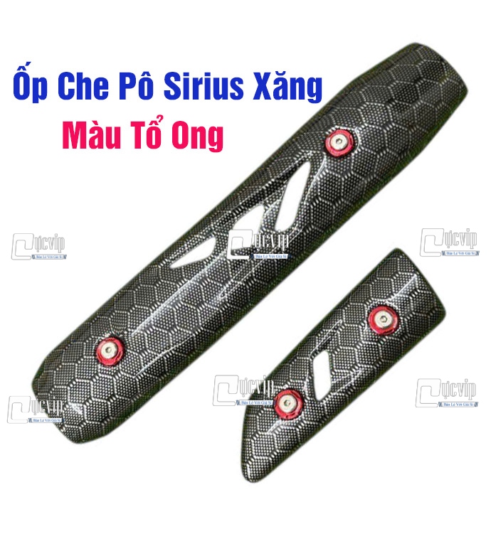 Ốp Che Pô Exciter 2010, Sirius Xăng Cơ Thép Sơn Carbon [Tặng Ốc + Lông Đền Đỏ] MS6794