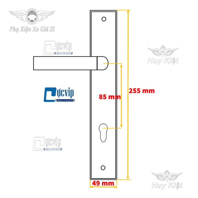 Khóa Cửa Tay Gạt Cho Cửa Gỗ, Cửa Sắt, Cửa Nhôm Five Stars 001White MS3202