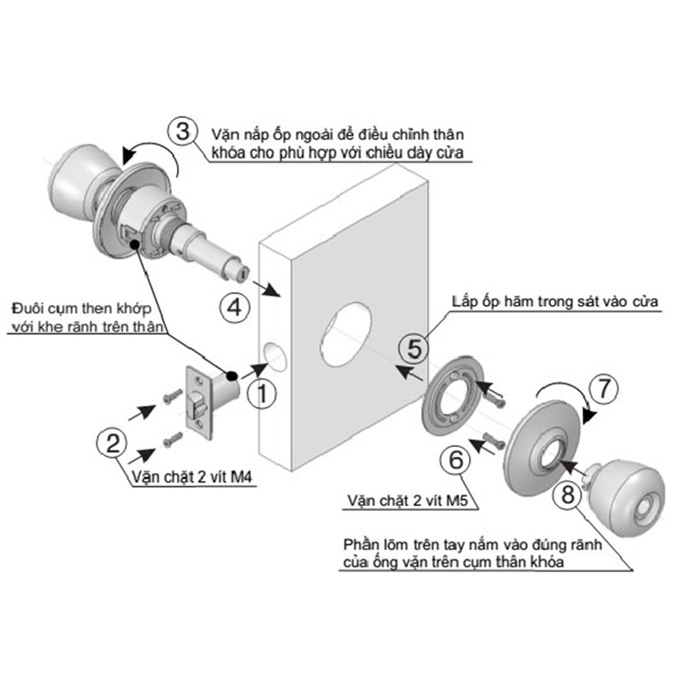 Khóa Cửa Tay Nắm Tròn Cao Cấp MS3203