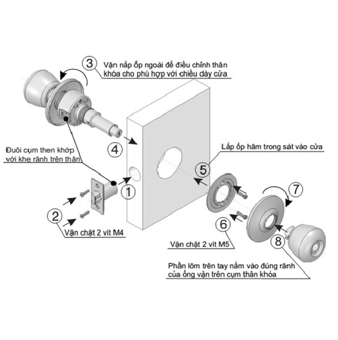 Khóa Cửa Tay Nắm Tròn Cao Cấp Furen 5882ABR MS3204