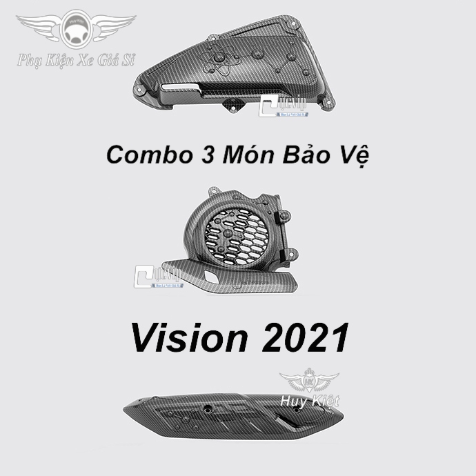 Combo 3 Món Bảo Vệ Cho Xe Vision 2021 Carbon MS3956