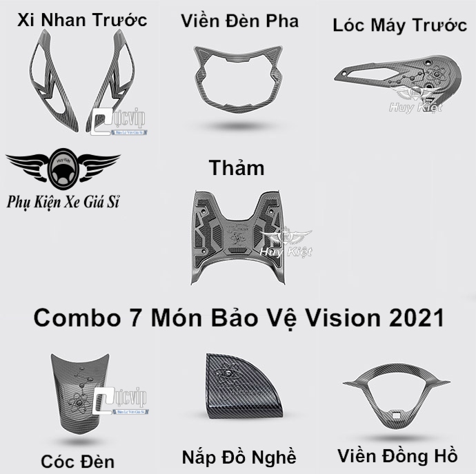 Combo 7 Món Bảo Vệ Cho Xe Vision 2021 Carbon MS3960
