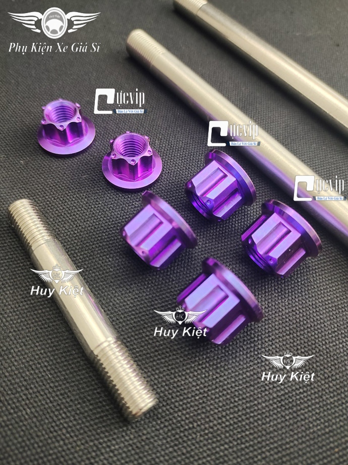 Cốt Trục Bánh Xe Trước Sau Và Cốt Trục Phuộc Giữa Kèm Tán Titan Thật GR5 Cho Exciter 135 (2011 - 2014) MS4187