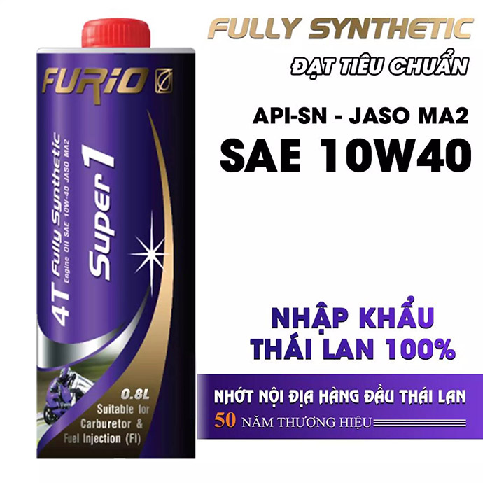 Nhớt Xe Phân Khối Lớn, Vario, SH, PCX, NVX, Exciter, Winner, Raider, Satria, Sonic, R15 Tổng Hợp Toàn Phần 100% FURIO 0.8Lít MS4201