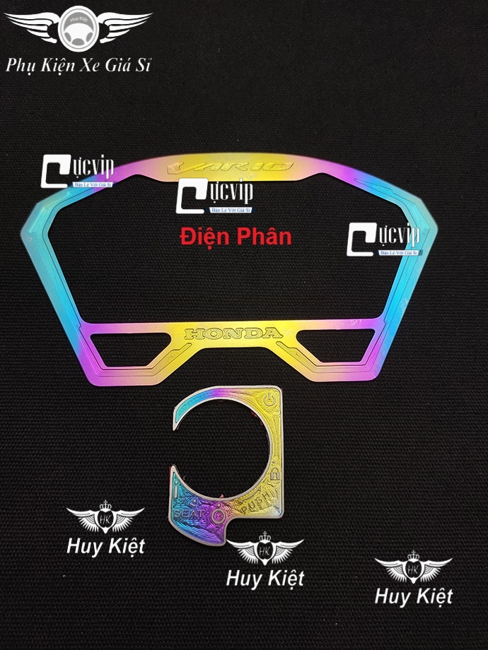 Combo Ốp Viền Đồng Hồ Titan Và Miếng Dán Ổ Khóa Smartkey Titan Gắn Xe Vario 2018 - 2021 MS4363