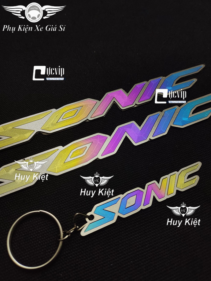 Combo Cặp Tem Chữ Sonic Titan Và Móc Khóa Chữ Sonic Titan Cho Xe Sonic MS4379