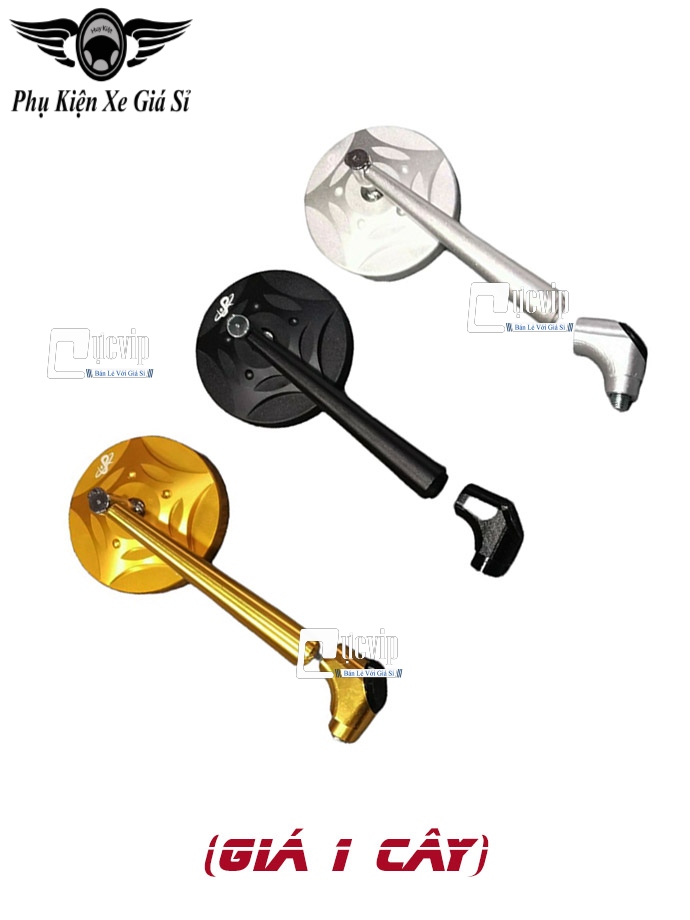 Kính Gương Chiếu Hậu Trái Tròn Salaya Chân 3D Nhôm CNC Gắn Cho Mọi Dòng Xe (1 Cây) MS4774