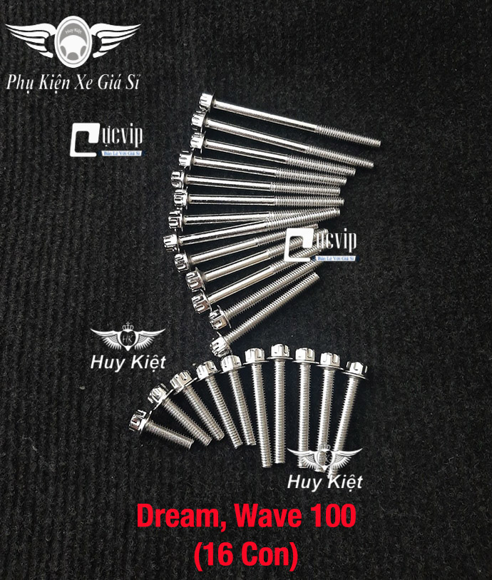 Bộ Ốc Lốc Máy Salaya Inox 304 Cho Dream, Wave 100 (16 Con) MS4890