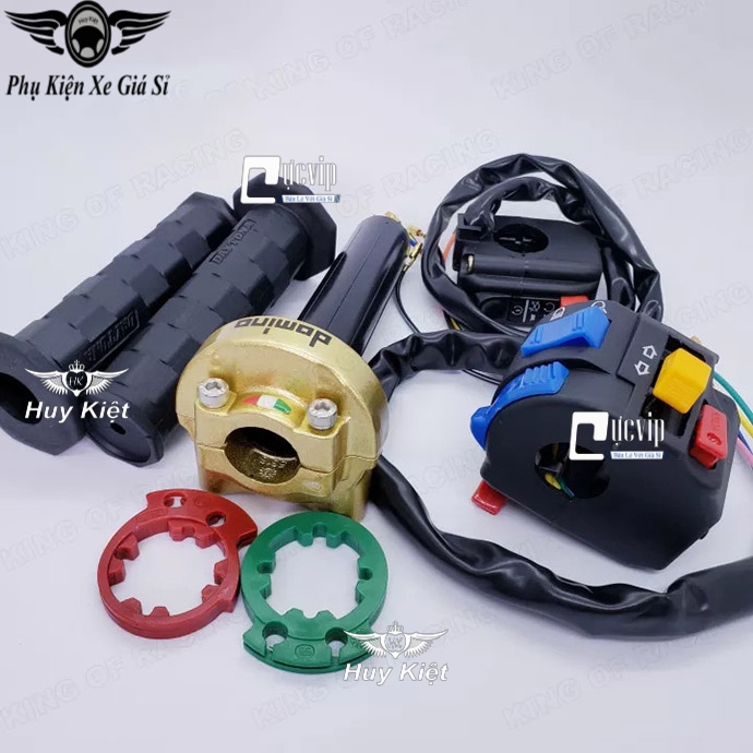 Cùm Tăng Tốc Domino Vàng + 2 Cùm Công Tắc FZ Trái Và Phải (Tặng Kèm Bao Tay Daytona) Gắn Cho Mọi Dòng Xe MS5074