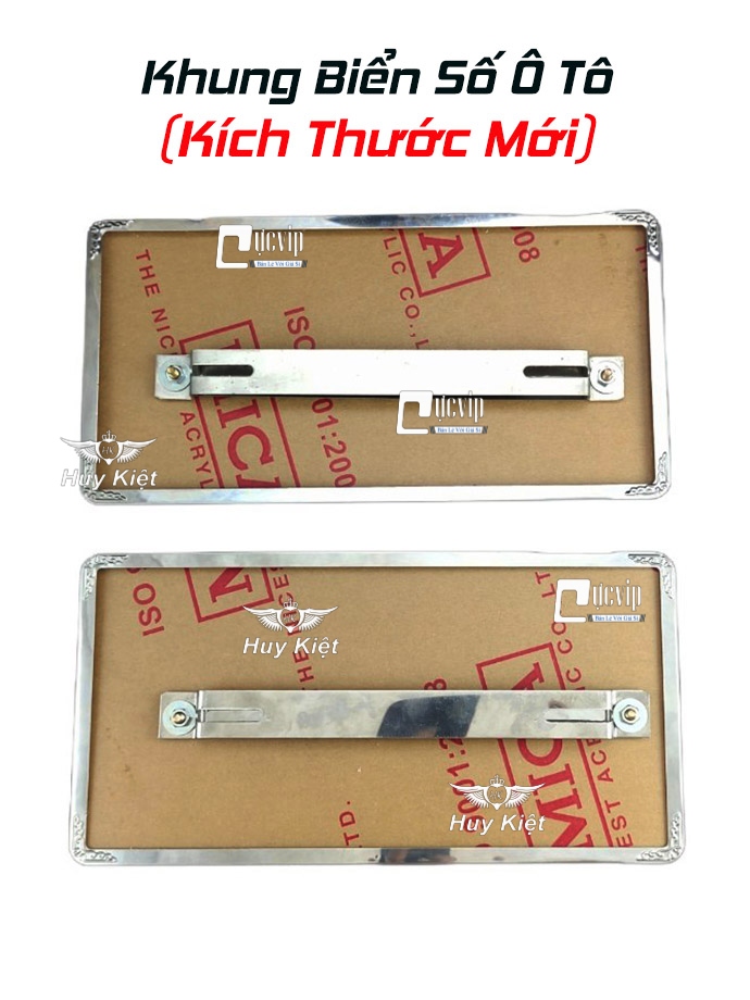 	Combo 2 Biển Số Ô Tô, Xe Hơi Kích Thước Mới (165 x 330mm) Mẫu Vuông Khung Viền Dẹp Cho Xe Đăng Ký Mới Biển Trắng, Biển Vàng MS5141