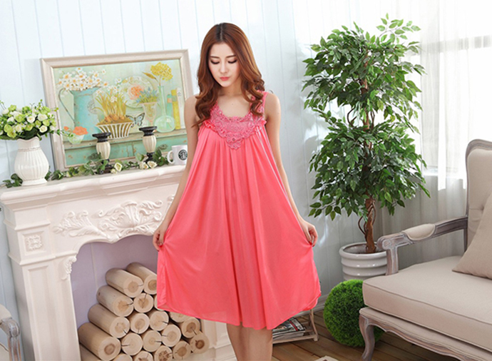 Váy Ngủ Dễ Thương Giá Rẽ MS1111 Hồng Cam