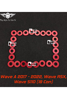 Combo 18 Con Lông Đền Đỏ Nhôm CNC 6Li Gắn Ốc Lốc Máy Xe Wave A 2017 - 2022, Wave RSX, Wave S110 MS5234