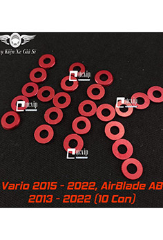 Combo 10 Con Lông Đền Đỏ 6Li Nhôm CNC Gắn Ốc Lốc Máy Xe Vario 2015 - 2022, AirBlade AB 2013 - 2022 MS5224